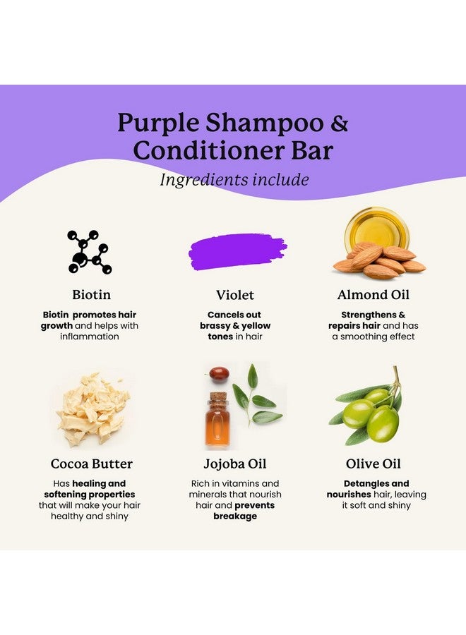 NATURÉL Naturel Toning Purple Shampoo and Conditioner Bar Set with Biotin for Blonde or Grey Hair, Shampoo Bar and Conditioner Bar for Blonde or Grey Hair, Vegan and Cruelty Free, Zero Waste, Made in USA - Image 2