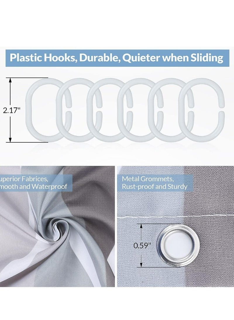 Thickened Water Proof Quick Drying Shower Curtain Set 72 x 72 Inches with 12 Rustproof Hooks and for Bathroom Shower,Grey Polyester Shower Curtain - Image 3