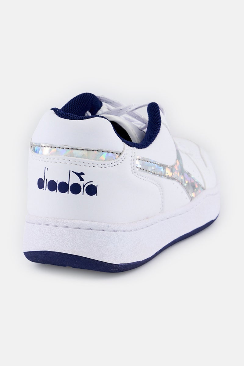 DIADORA أحذية رياضية للبنات في الملعب، بيضاء، مزودة بأربطة - Image 3