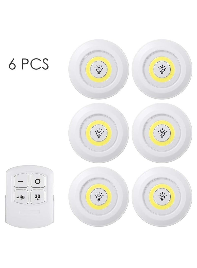 ماركة غير محددة 1 واط COB LED عفريت ضوء 6 حزمة مع جهاز تحكم عن بعد سطوع قابل للتعديل لاسلكي عكس الضوء التحكم باللمس تحت إضاءة الخزانة تعمل بالبطارية. (أبيض، 6 عبوات 01)  - Image 5