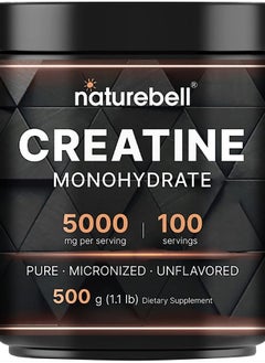 Creatine Monohydrate Powder 500 Grams, 5000mg Per Serving, Pure Unflavored Creatine Powder - Micronized - Pre Workout | Keto | Vegan | Dissolves Easy | Filler Free - 100 Servings (1.1Lb)