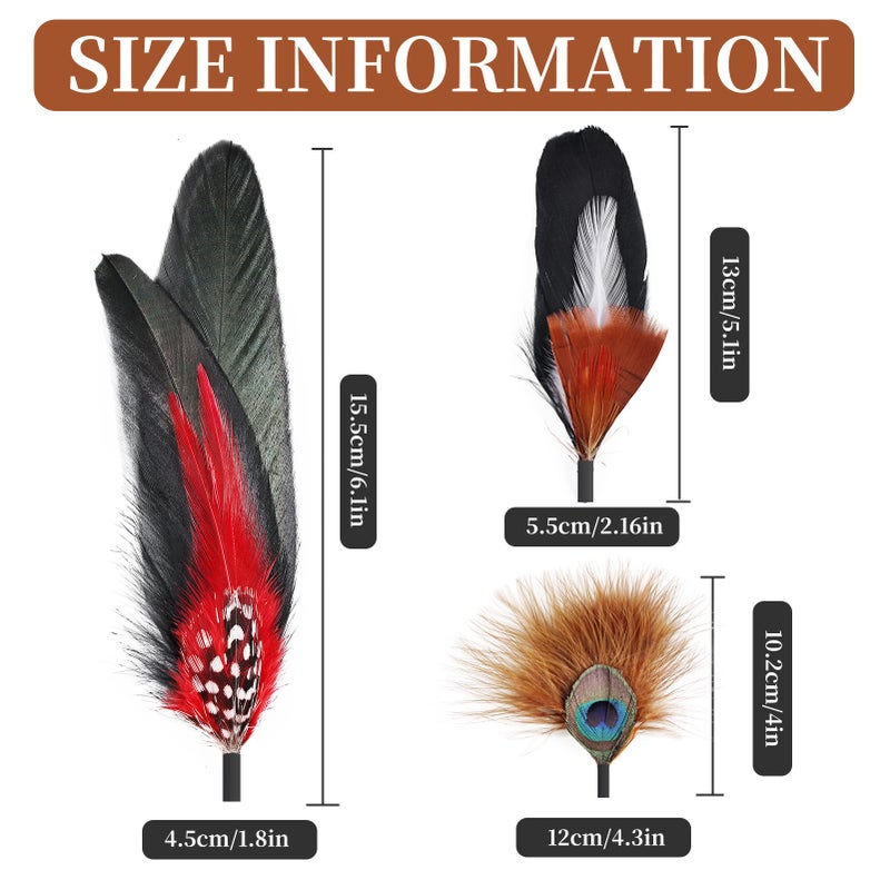iHUFeather 12Pcs Hat Feathers, Assorted Natural Feathers for Hats Colorful Real Feathers Pin for DIY Craft, Men Women Cowboy Hats, Fedora, Party Hats,Oktoberfest (12 Style) - Image 2