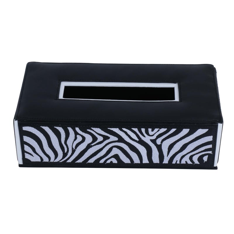 RICHTER Leatherette Black Stripes Tissue Box Holder/Cover - Image 2