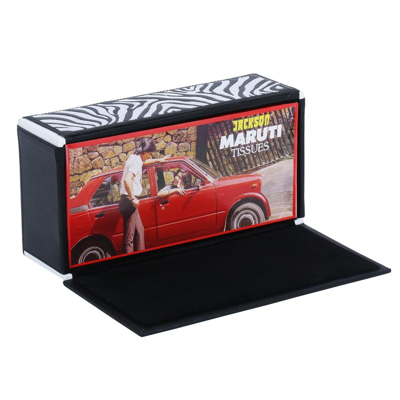 RICHTER Leatherette Black Stripes Tissue Box Holder/Cover - Image 4
