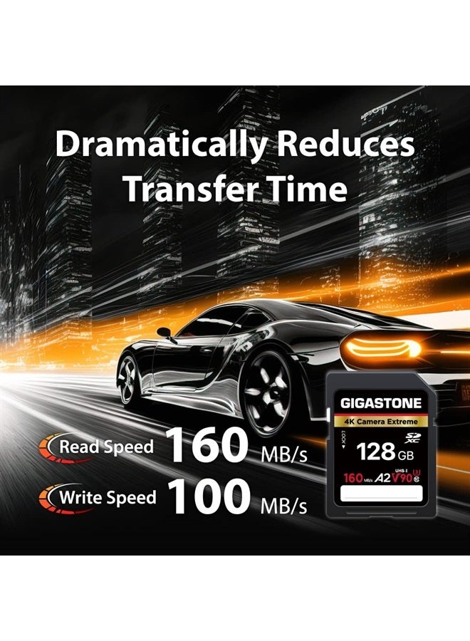 Gigastone 128GB SD Card, Camera Extreme, A2 V90 U3 SDXC Memory Card High Speed UHD Video Compatible with Canon Nikon Sony Panasonic Digital Camera, with 1 Mini case - Image 2
