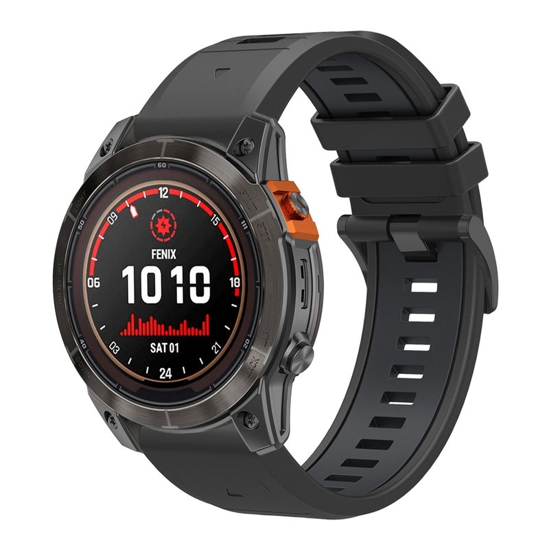 S-TOP For Garmin 26mm Two Color Quick Release Silicone Watch Band with Tool(Black Dark Grey) - Image 1