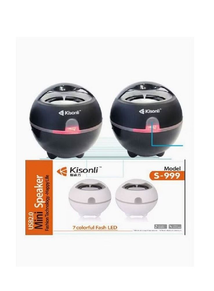 Kisonli Speaker System 2.0Speaker Rated Power 3W*2 Maximum Power 3.5W S-999 Blac - Image 2