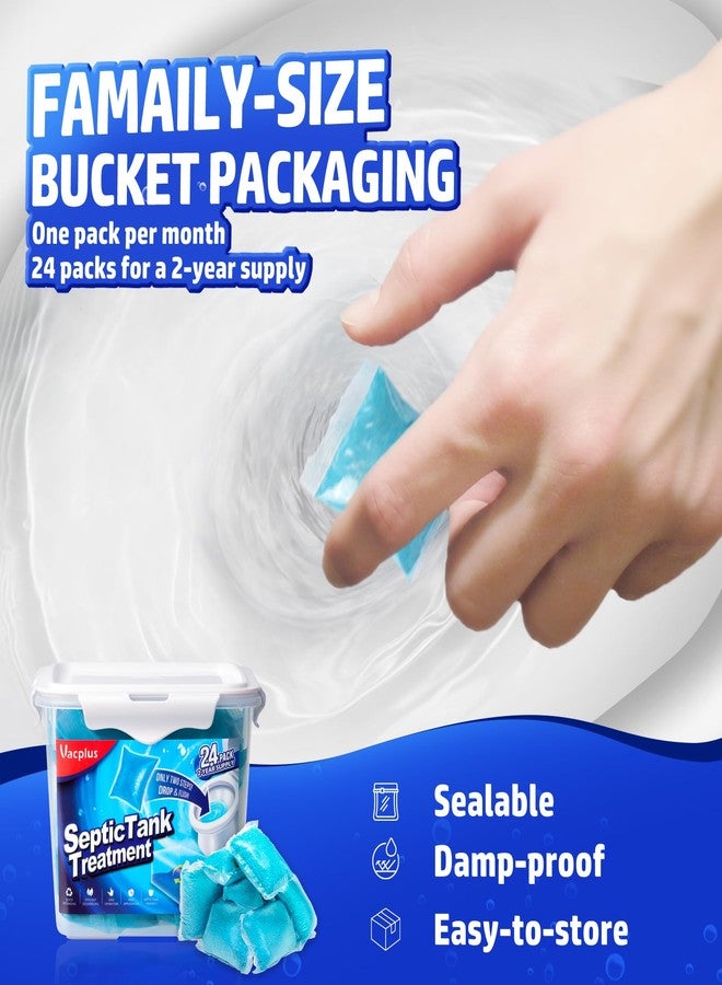 Vacplus Septic Tank Treatment - 24 Packs for 2-Year Supply, Bucket-Packed Septic Tank Treatment Packets, Dissolvable & Flushable Septic Tank Treatment Enzymes with Easy Operation for Wastes & Odors - Image 4