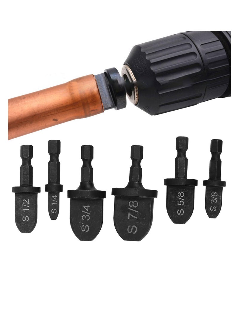 SYOSI Air Conditioner Pipe Expanding Drill Bit Set, (6Pcs, Hexagonal Shank) Bearing Steel Swaging Tool Portable Copper Tubing Flaring Drill Bit Multi-Size Copper Pipe Expander Set for HVAC Air Conditioner - Image 1
