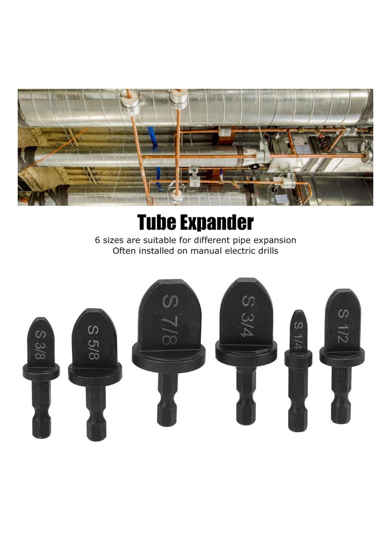 SYOSI Air Conditioner Pipe Expanding Drill Bit Set, (6Pcs, Hexagonal Shank) Bearing Steel Swaging Tool Portable Copper Tubing Flaring Drill Bit Multi-Size Copper Pipe Expander Set for HVAC Air Conditioner - Image 2