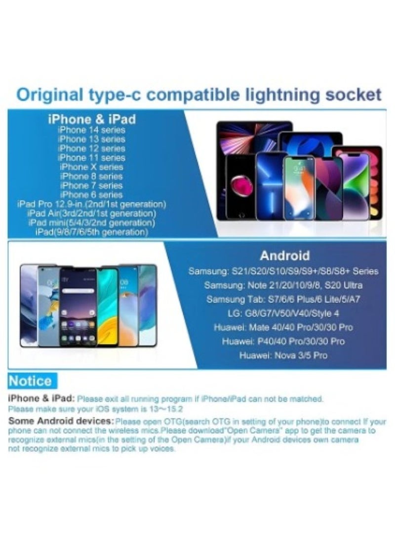 Wireless lavalier microphone for Type-C mobile phones, USB-C iPhone 15 charging case, noise- - Image 4