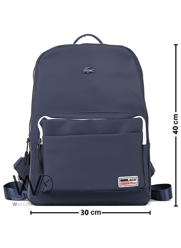 LACOSTE Lacoste Design Backpack Navy Blue Fiber Men Laptop Bag  - Image 3