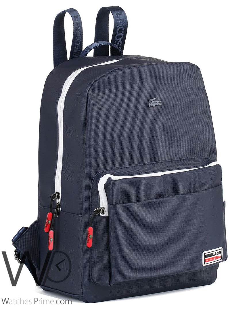 LACOSTE Lacoste Design Backpack Navy Blue Fiber Men Laptop Bag  - Image 1
