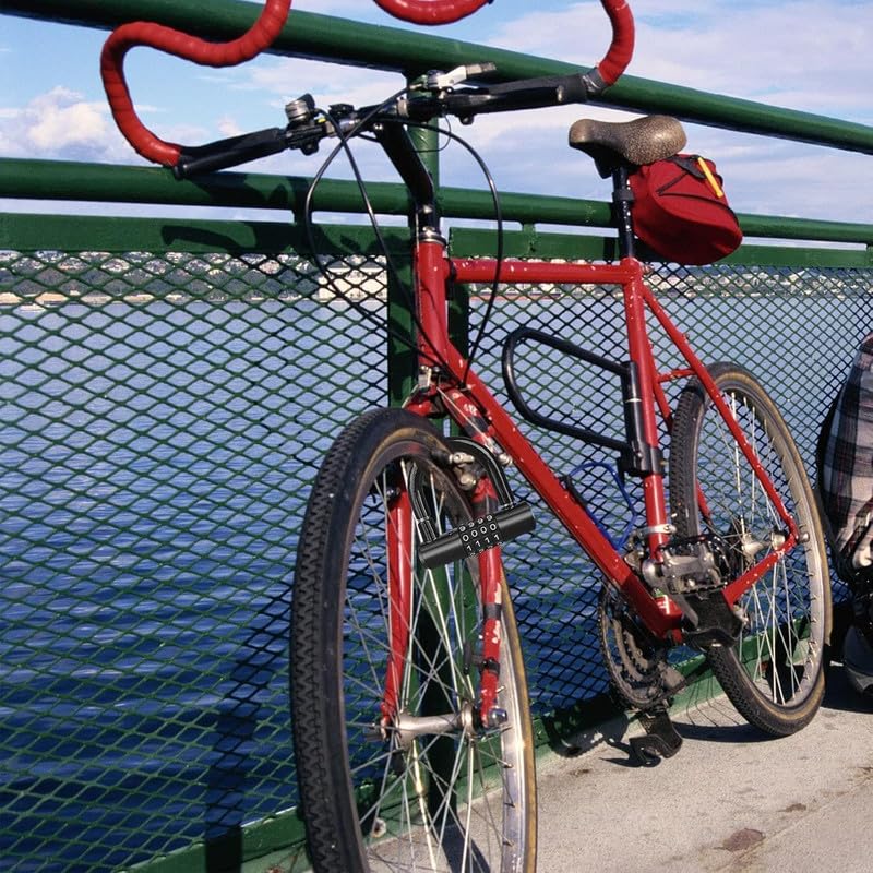 GNOLY قفل دراجة متين – قفل D بحماية كلمة مرور قابلة لإعادة الضبط مكونة من 4 أرقام للدراجات الهوائية – قفل قوي مضاد للسرقة مصنوع من سبيكة الزنك – حامل سريع الإطلاق (1 قطعة) - Image 2