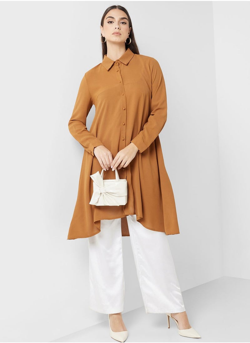 Khizana - Asymmetrical Button Down Tunic - Image 1