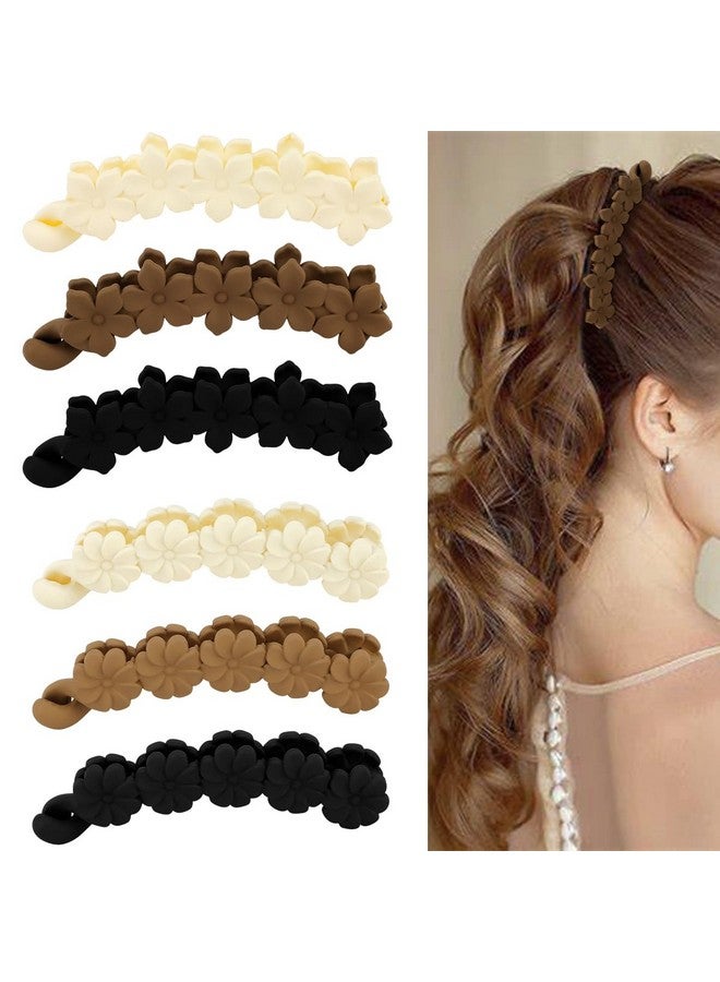 Hapdoo Hair Clips, 6PCS Daisy Flower Banana Clips for Medium Hair, Premium Acrylic Material, Mixed Colors Styles, Easy to Use, Hair Jaw Clips Barrettes Styling Accessories for Women Girls - Image 1