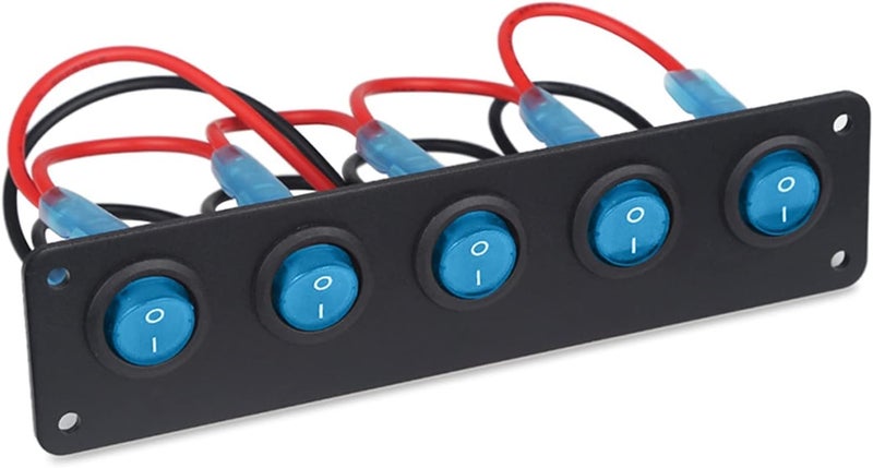 QASULER 5 Gang ON-Off Toggle Rocker Switch Panel - Image 1