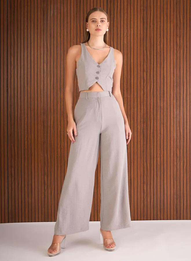 ساسافراس Sassafras Grey Crop Waistcoat and Straight Pants Co-Ords