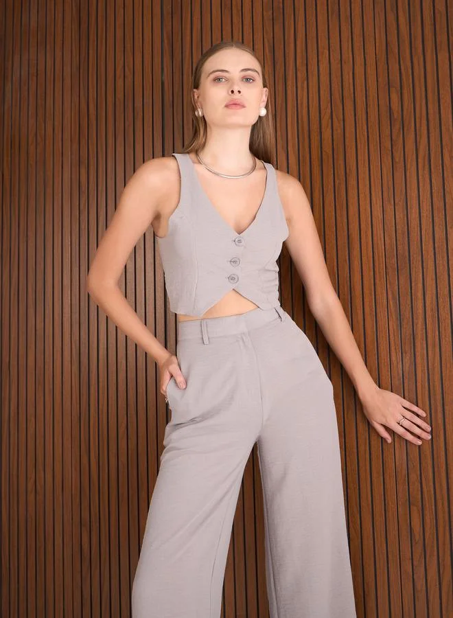 ساسافراس Sassafras Grey Crop Waistcoat and Straight Pants Co-Ords