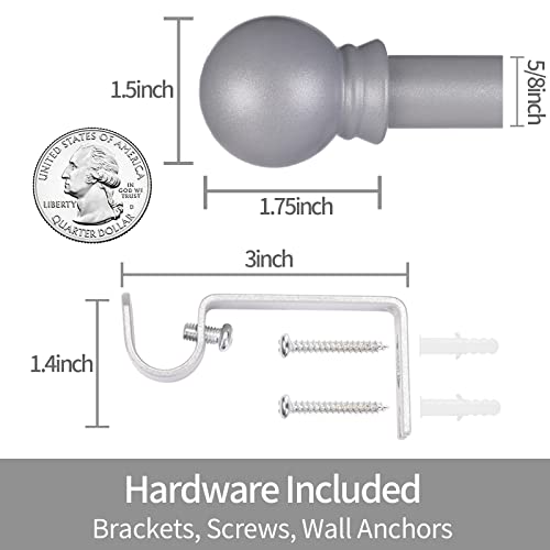 Thestoa Curtain Rods for Windows 30-62 Inch, 5/8" Brushed Nickel, Stainless Steel Small Curtain Rods for Bedroom, Living Room, Kitchen, Farmhouse, Outdoor - Image 3