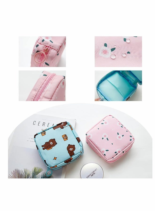 حقيبة تخزين الفوط الصحية، حقيبة مزودة بسحاب للفوط الصحية الحيض المحمولة، حاملة tampons لحقيبة اليد، مجموعة الفتاة الأولى لفترة الحيض لتخزين الفوط الصحية للنساء (4 قطع) - Image 4