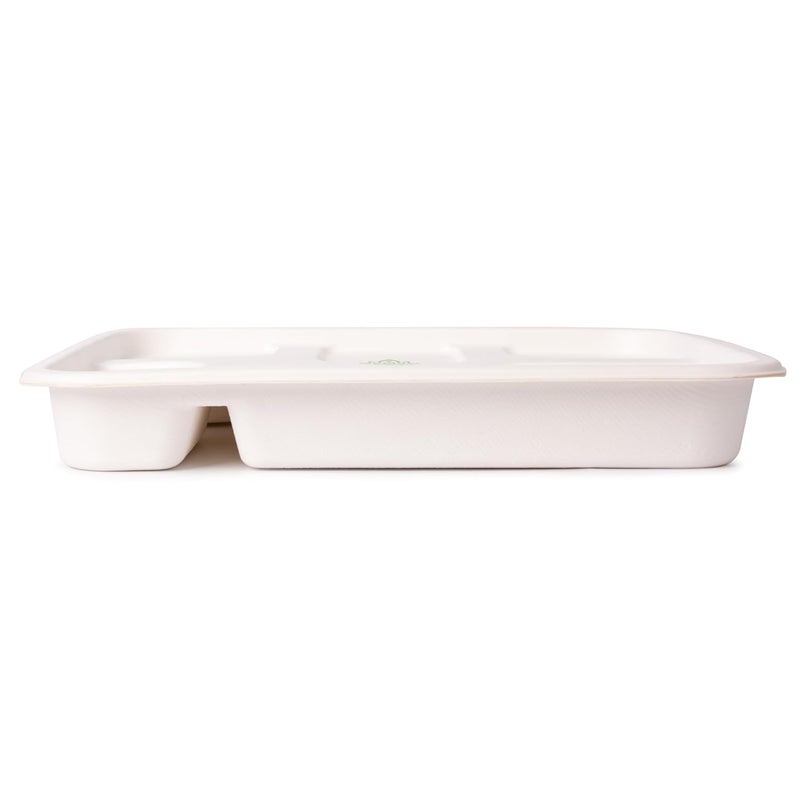 SHRAYATI Disposable Bagasse Plates 50 Pcs Pack Pack of 1 5 Compartment Rectangle Disposable Plates Sugarcane Paper Plates Disposable Plates for Parties Use and Throw Plates EcoFriendly - Image 3