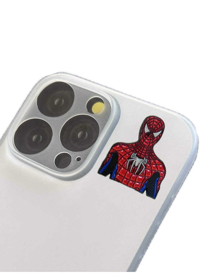 سبايدر مان 5 قطع من الملصقات المعدنية - شعار سبايدرمان وشعار سبايدر بانك وشعار سبايدرمان تشيبي ويد قاذفة الشبكة ورمز العنكبوت - معدن عالي الجودة للهواتف المحمولة وأجهزة الكمبيوتر المحمولة وحقائب الظهر وغيرها. - Image 2