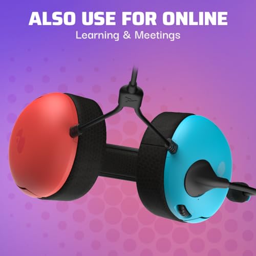 PDP Gaming LVL40 Airlite Stereo Headset for Nintendo Switch/Lite/OLED - Wired Power Noise Cancelling Microphone, Lightweight Soft Comfort On Ear Headphones (Mario Neon - Red & Blue) - Image 3