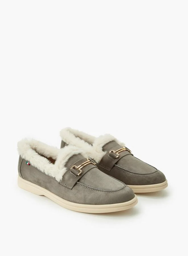 Renzo Ruganni Women Faux Fur Slip-On Loafers