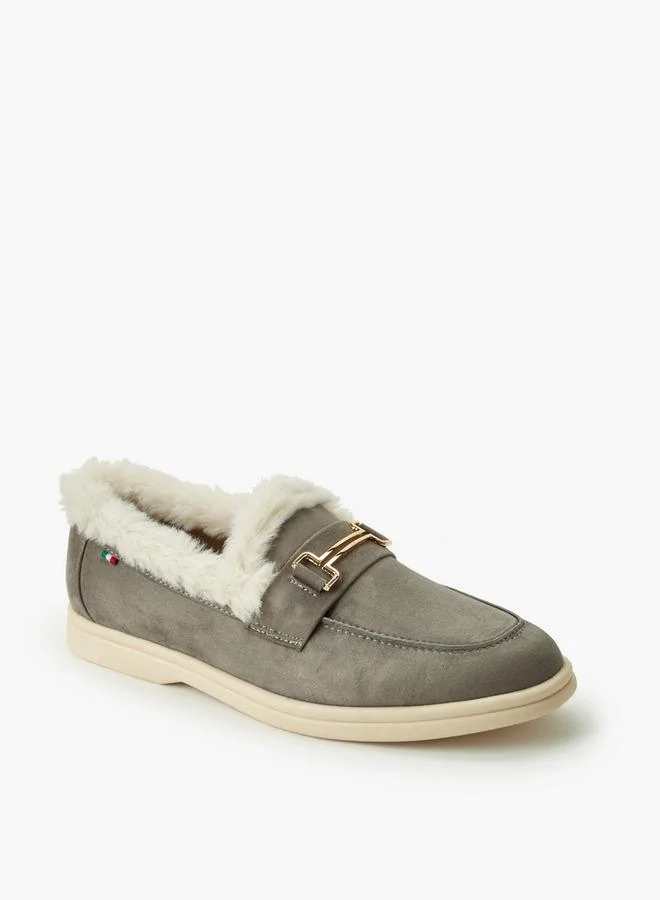 Renzo Ruganni Women Faux Fur Slip-On Loafers