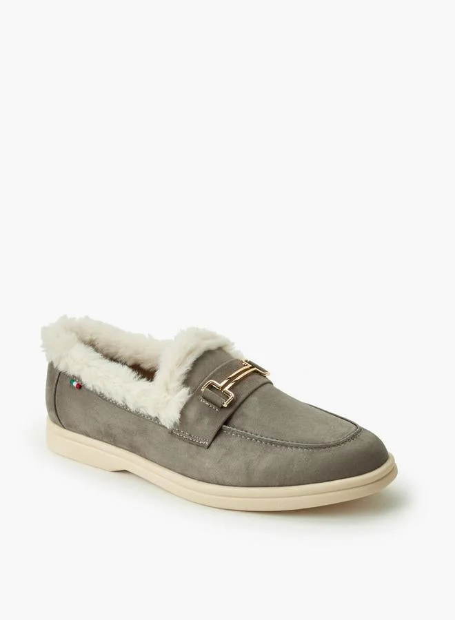 Renzo Ruganni Women Faux Fur Slip-On Loafers