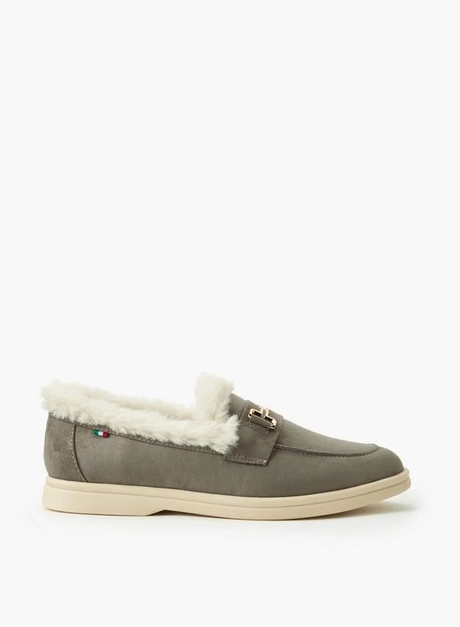 Renzo Ruganni Women Faux Fur Slip-On Loafers