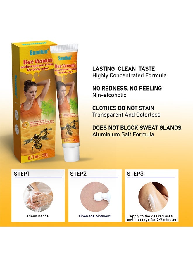 سوميفون كريم مزيل العرق بسم النحل لرائحة الجسم ورائحة الإبط، كريم لإزالة رائحة الجسم للرجال والنساء، يقلل العرق ويزيل الرائحة، 20 جرام - Image 3