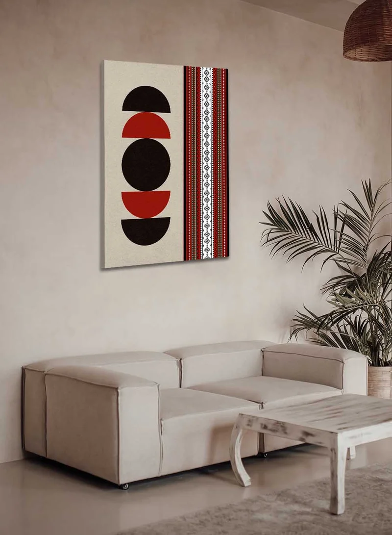 لوحة لوحة كانفاس على إطار خشبي بتصميم مستوحى من الطابع السعودي