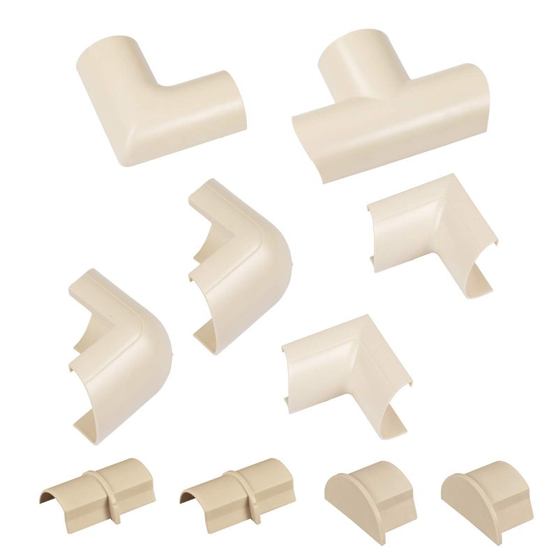 D-Line Medium Cable Raceway Accessory Pack, Join 1.18in x 0.59in Cord Cover Lengths, 10 Accessories Included, Hide Cords Around a Variety of Angles - Beige - Image 5