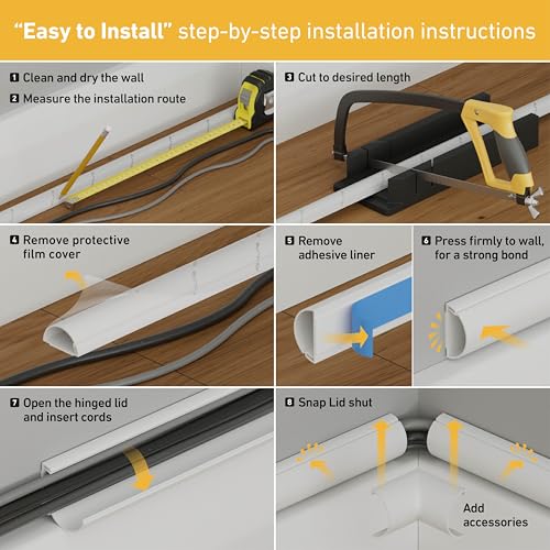 D-Line Medium Cable Raceway Accessory Pack, Join 1.18in x 0.59in Cord Cover Lengths, 10 Accessories Included, Hide Cords Around a Variety of Angles - Beige - Image 4