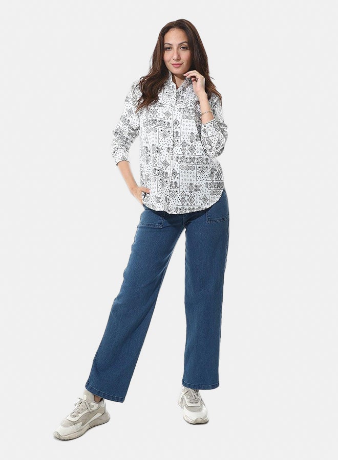 Andora Long Sleeves Regular Fit Shirt _ White & Black - Image 3