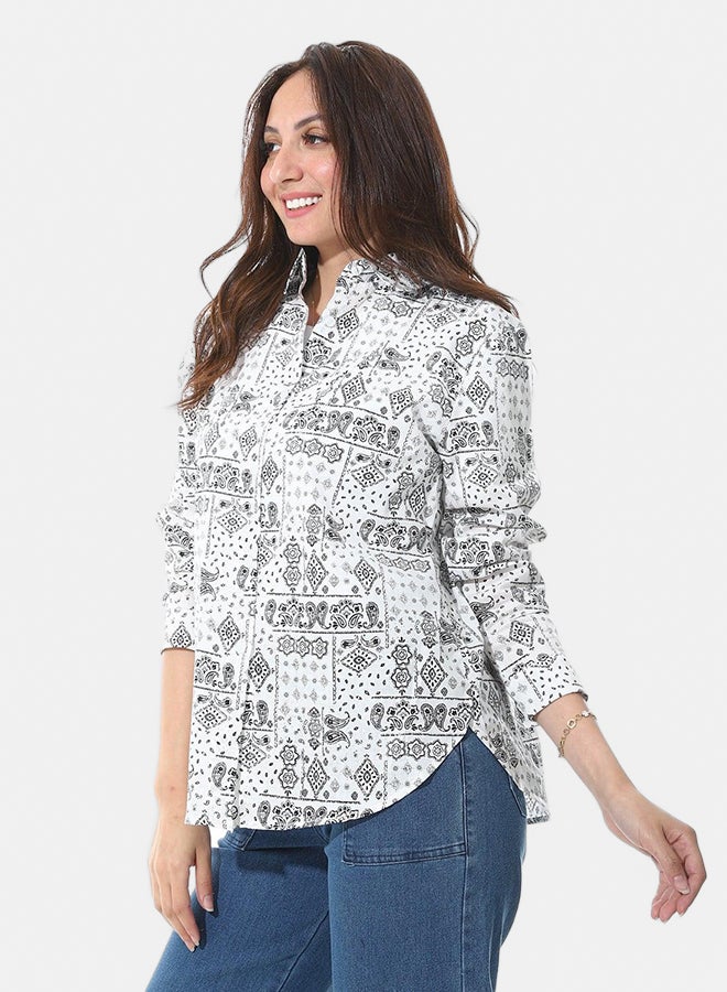 Andora Long Sleeves Regular Fit Shirt _ White & Black - Image 1