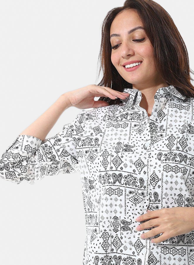 Andora Long Sleeves Regular Fit Shirt _ White & Black - Image 2