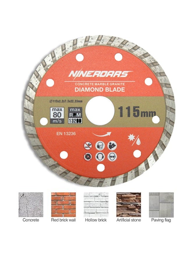 NINEROARS 4.5 inch 115mm Turbo Diamond Blade for Angle Grinder ， for Cutting Cement, Pavers, Concrete with Rebar, Natural Stone and More, with 7/8 Inch Arbor with 5/8 Inch Reducer Ring - Image 3