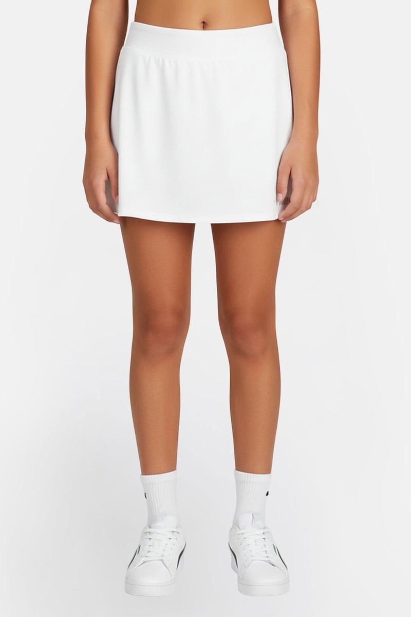 PUMA Kids Girl Sportwear Fit Brand Logo Outdoor Skort, White - Image 1