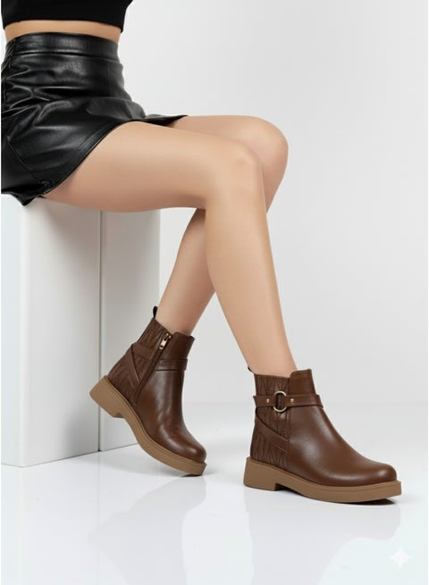 حذاء كاحل جلد مريح G-62 - هافان