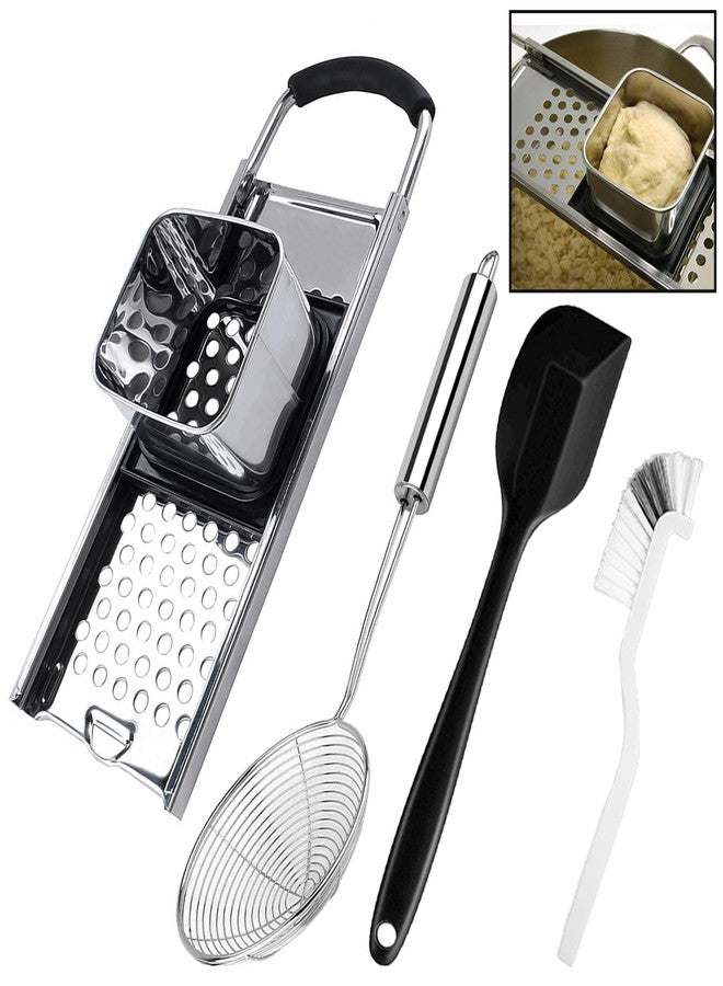 KEISSCO Stainless Steel Spaetzle Maker with Comfort Grip Handle, Spaetzle Press with Spider Strainer Spoon, Silicone Spatula and Cleaning Brush, Homemade Traditional German Egg Noodle Dumpling Making Tool - Image 1