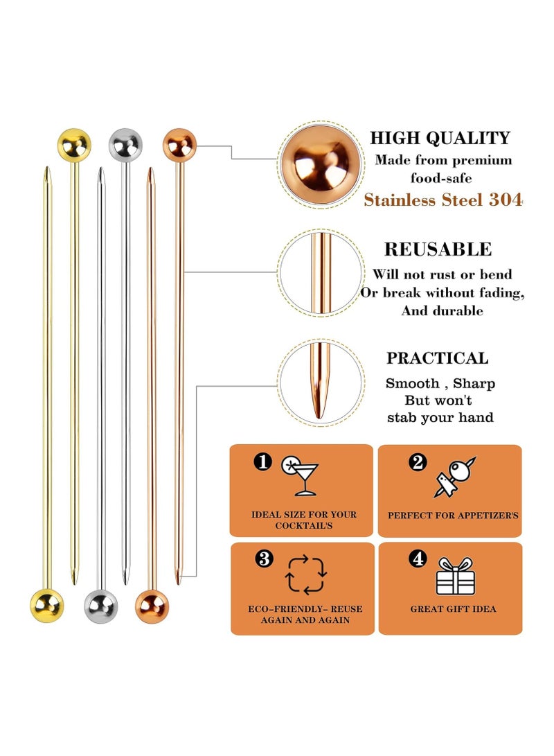 Bukela Cocktail Picks, 12 Pcs Reusable Stainless Steel Cocktail Garnish Toothpicks Set, For Drinks Fancy Drinks for Party Decoration Appetizers Fruit (4.3 Inches) - Image 2