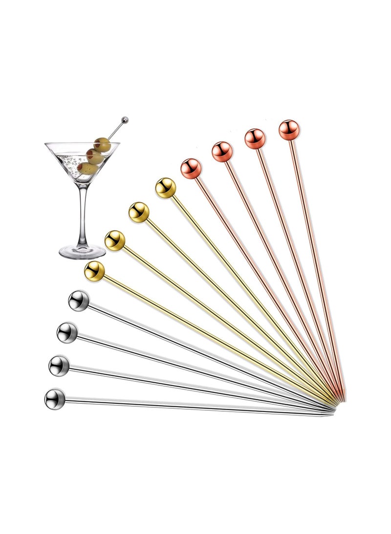 Bukela Cocktail Picks, 12 Pcs Reusable Stainless Steel Cocktail Garnish Toothpicks Set, For Drinks Fancy Drinks for Party Decoration Appetizers Fruit (4.3 Inches) - Image 1