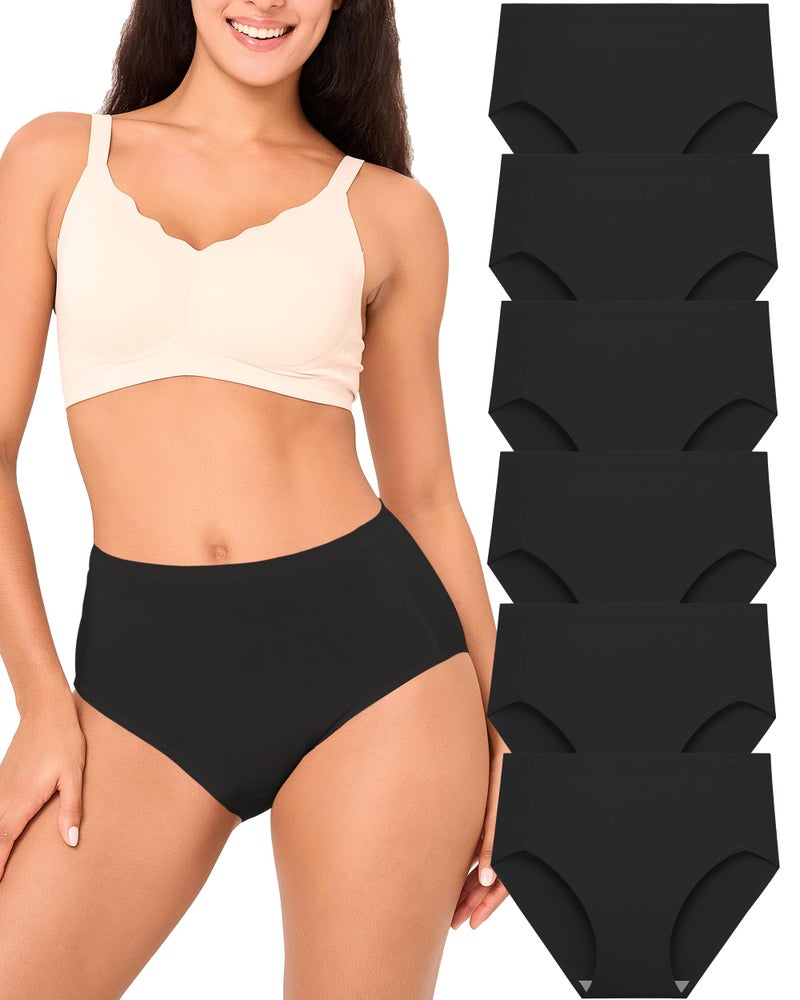 BAMBOO COOL Women's No Show Briefs Seamless Underwear for Women High Waist Non-marking Full Coverage Stretch Pantiesï¼Œ6 Pack - Image 2