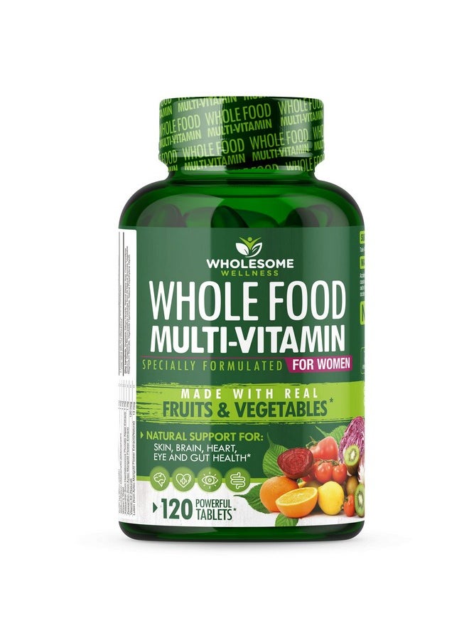 Wholesome Wellness Whole Food Multivitamin for Women - Natural Multi Vitamins, Minerals, Organic Extracts - 120 Tablets  - Image 1