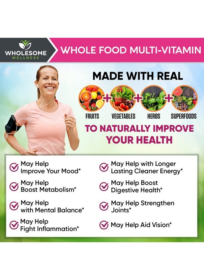 Wholesome Wellness Whole Food Multivitamin for Women - Natural Multi Vitamins, Minerals, Organic Extracts - 120 Tablets  - Image 4