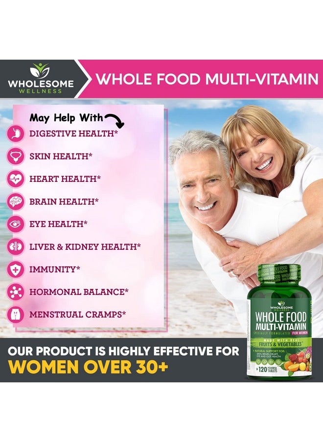Wholesome Wellness Whole Food Multivitamin for Women - Natural Multi Vitamins, Minerals, Organic Extracts - 120 Tablets  - Image 3