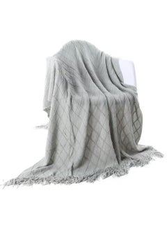 EzzySo Tassel Design Soft Blanket Keep Warm Cotton Light Grey 127 x 172cm 